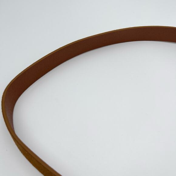 Linea Pelle | NEW Cognac Brown Skinny Suede Belt Round Circle Brass Buckle - Picture 12 of 14